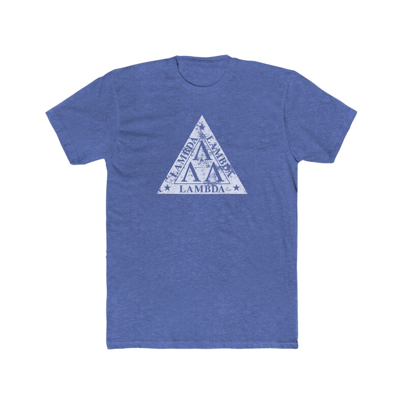 Camiseta Lambda Lambda Lambda – Visual Vintage, Mistura 50/50 Heather True Royal