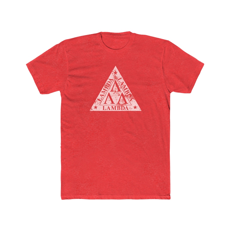 Camiseta Lambda Lambda Lambda – Visual Vintage, Mistura 50/50 Heather Red