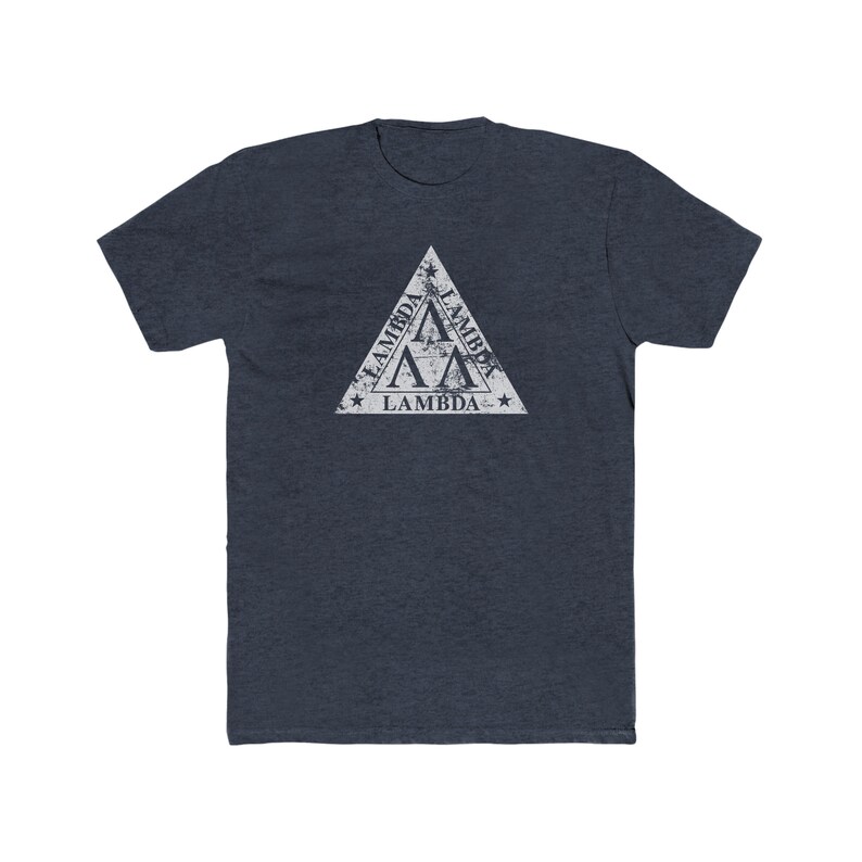 Camiseta Lambda Lambda Lambda – Visual Vintage, Mistura 50/50 Heather Navy