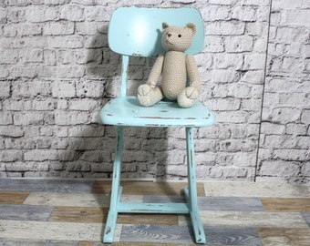 Shabby Child Chair School Chair Wooden Chair Light Blue 60s Shabby Chic Furniture Vintage Country House Country