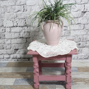 Shabby Stool Footstool Footstool Stool Vintage Stool berry-colored pink 60s Country House Shabby Style