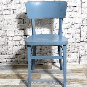Shabby Bauhaus chair theater chair kitchen chair made of wood pastel blue 60s Shabby Chic furniture vintage country house country