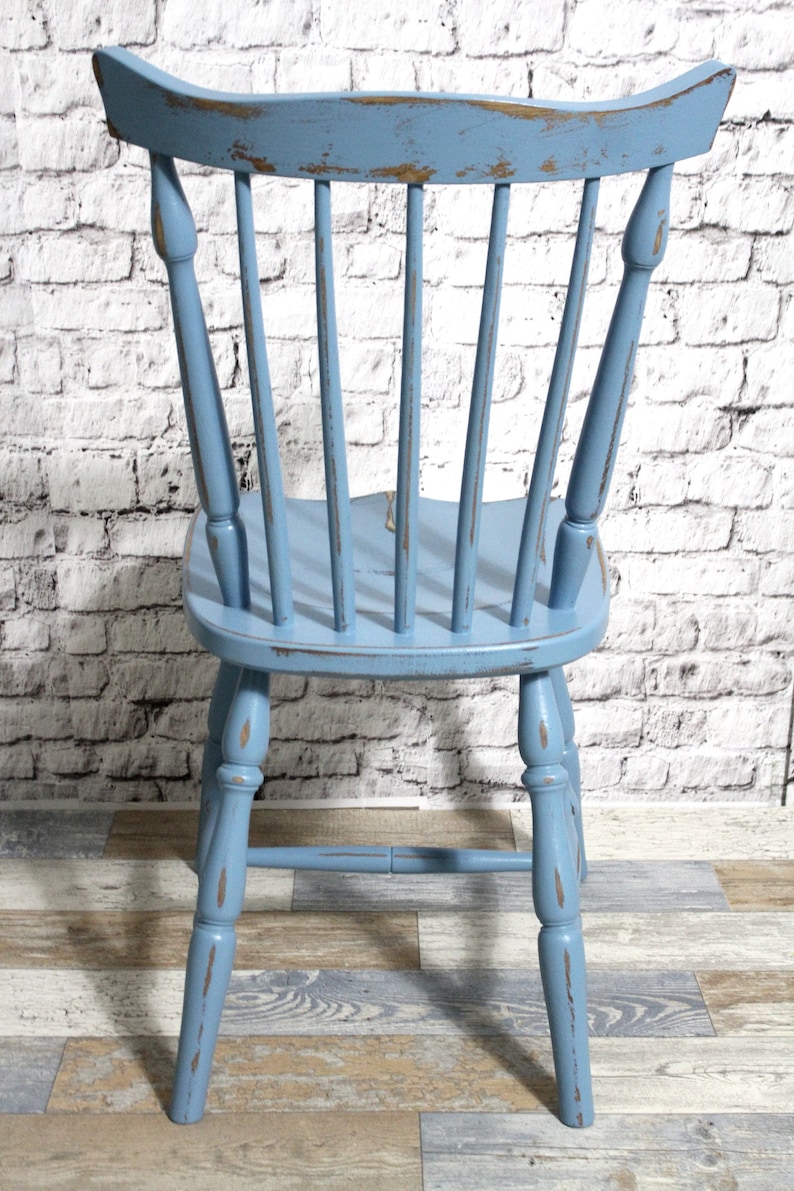 Shabby chair turned rung chair wooden chair pastel blue 60s shabby chic furniture vintage country house country image 6