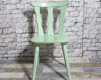 Sedia da cucina shabby chic, sedia in legno, sedia verde salvia, mobili shabby chic anni '60, vintage