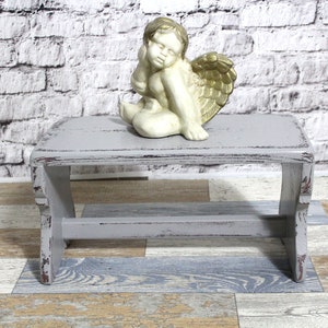 Shabby footstool old stool vintage wooden stool gray 60s shabby chic furniture vintage