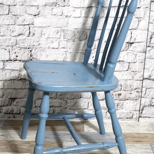 Shabby Stuhl gedrechselter Sprossenstuhl Holzstuhl pastell blau 60er Jahre Shabby Chic Möbel Vintage Landhaus Country Bild 7