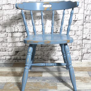 Shabby chair armrests rung chair wooden chair kitchen chair pastel blue 60s shabby chic furniture vintage country house country