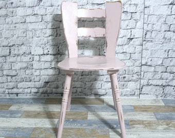 Chaise de cuisine minable chaise en bois en bois rose rose années 60 shabby chic meubles vintage maison de campagne pays