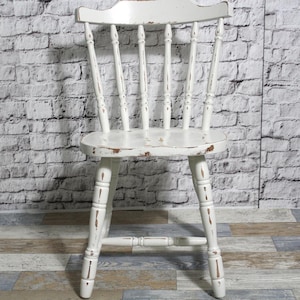 Shabby rung chair kitchen chair wooden chair dining room chair cream white 60s shabby chic furniture vintage country house country