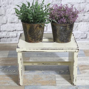 Shabby Stool Footstool Melk Stool 70s ivory white Shabby Chic Furniture Vintage Country House