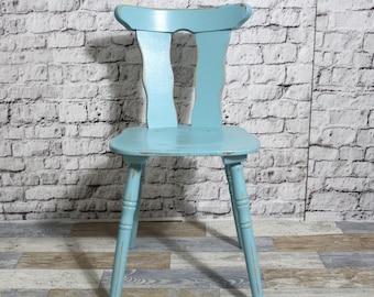 Shabby Küchenstuhl Wirtshausstuhl Holzstuhl Stuhl türkis blau 60er Jahre Shabby Chic Möbel Vintage Landhaus Country