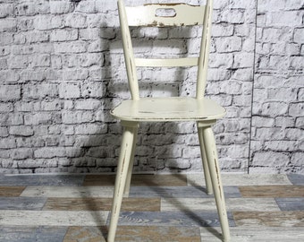 Shabby kitchen chair wooden chair dining room chair ivory white 60s shabby chic furniture vintage country house country