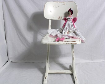 Shabby Children's Chair School Chair Wooden Chair Cream White 60s Shabby Chic Furniture Vintage Country House Country