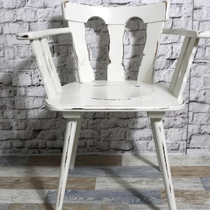 Shabby Chair Armchair Country Chair Farmhouse Chair made of wood cream white 60s Shabby Chic Furniture Vintage Country House Country