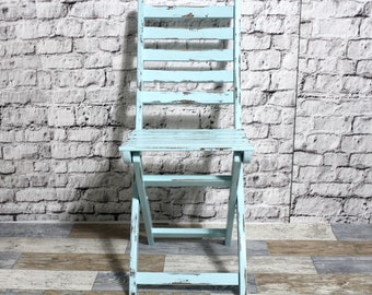 Shabby garden chair balcony chair wooden chair folding chair light blue 70s shabby chic furniture vintage country house country