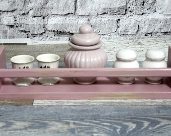 Shabby wood shelf wall shelf spice rack fuchsia pink Shabby country house style