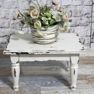 Shabby stool footstool 60s cream white Shabby Chic furniture vintage country house