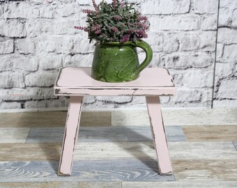 Shabby chic stool, footstool, vintage stool, rose pink, 1960s country house shabby chic style