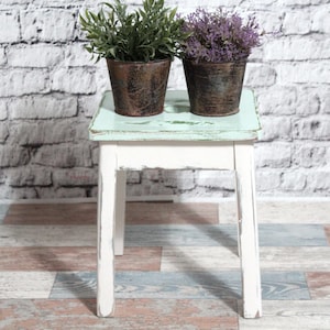 Shabby Stool Footstool 70s Cream White Shabby Chic Furniture Vintage Country House