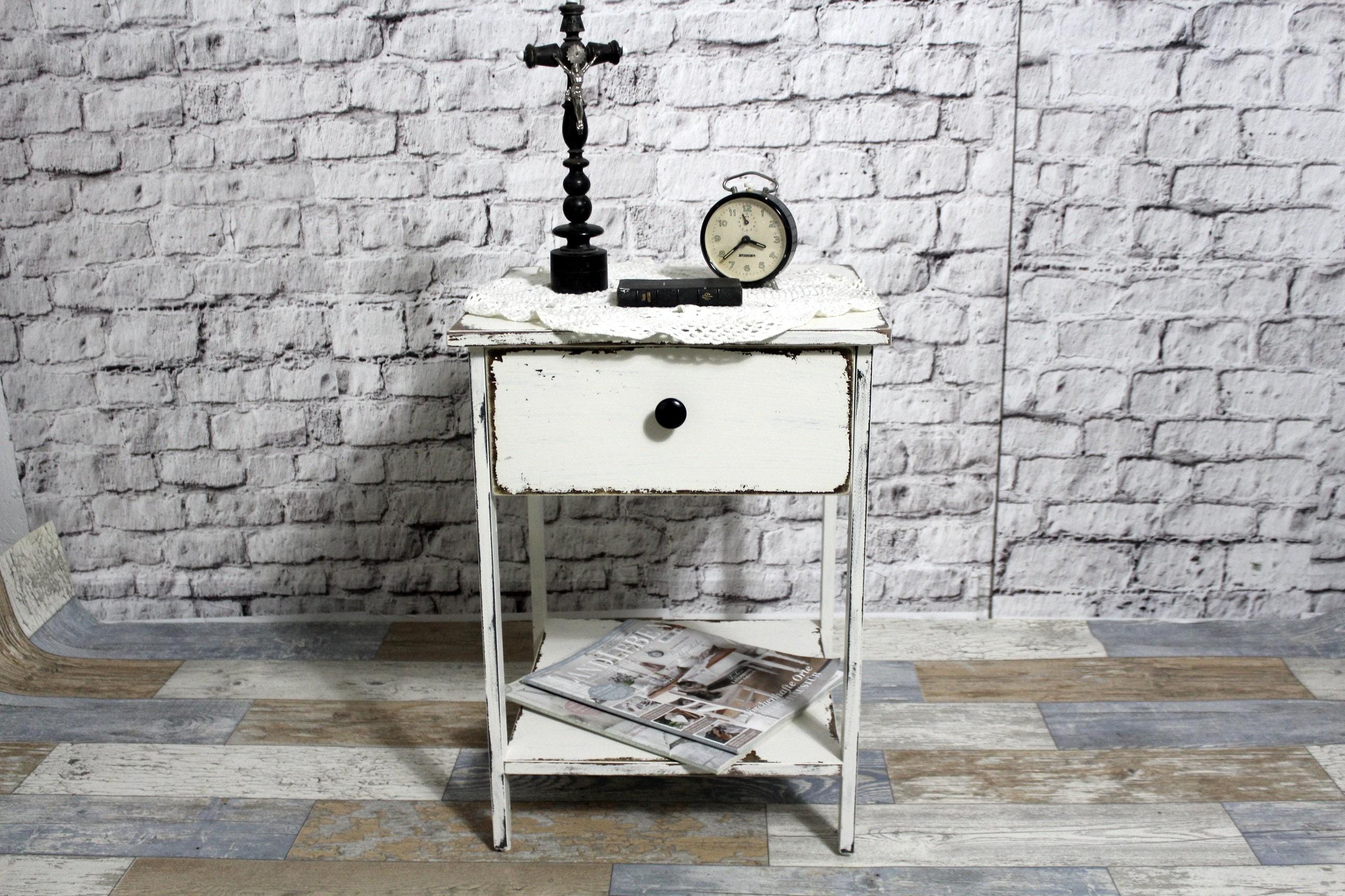 Shabby Nachttisch Kästchen Nachtkästchen Beistelltisch aus Holz Shabby Chic Möbel Vintage Landhaus