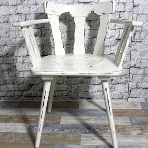 Shabby Chair Armchair Country Chair Farmhouse Chair made of wood cream white 60s Shabby Chic Furniture Vintage Country House Country