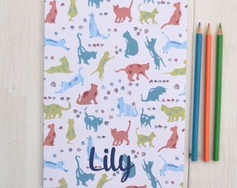 Personalised Recycled Cats Notebook|Personalised Gift|A4|Sketchbook|Journal|Personalised Birthday Gift|Birthday|Present|Notepad|Cat Gift