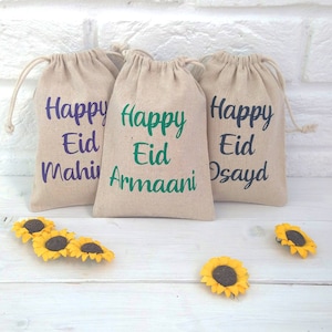 Personalised Eid Mubarak Canvas Gift Bags