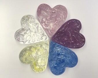 Hand Blown Glass Heart Paperweights Set of 5 SPRING Mix #1
