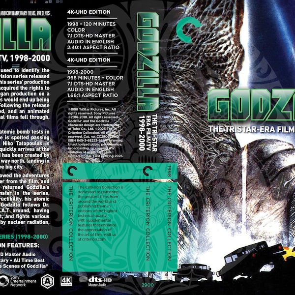 Godzilla TriStar Era (1998-2000) Flip Cover (Fake Criterion Cover)