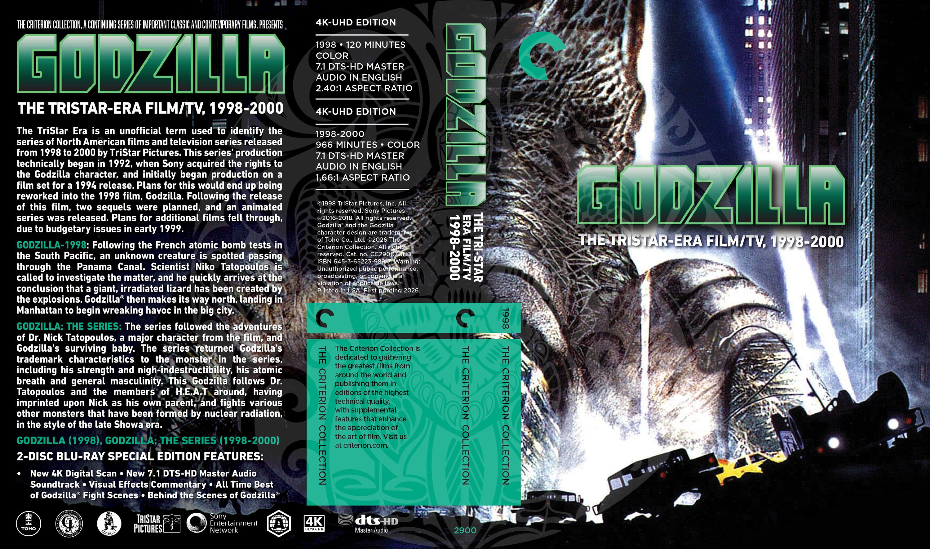 Godzilla Tristar Era (1998-2000) Flip Cover (fake Criterion Cover