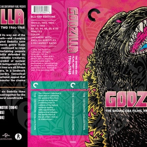 Godzilla Show Era 4 piezas para estuches Criterion de 2 discos Versión 2 con arte original Cubiertas Criterion falsas imagen 2