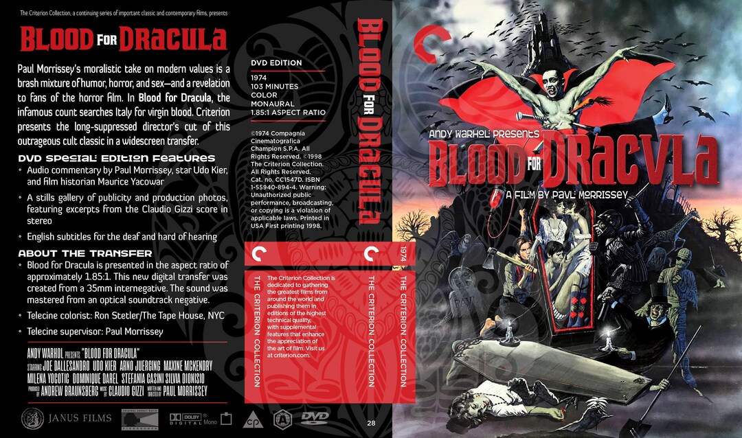 Blood for Dracula (fake Criterion Flip Cover) - Etsy