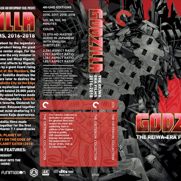 Reiwa Era Godzilla Boxset (Version 2) (Fake Criterion Covers) mit 4-fach Disc Hülle