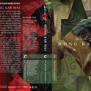 May include: Blu-ray box set titled "World of Wong Kar Wai" from The Criterion Collection. The cover features a collage of images with text in English. Includes special features and multiple films.