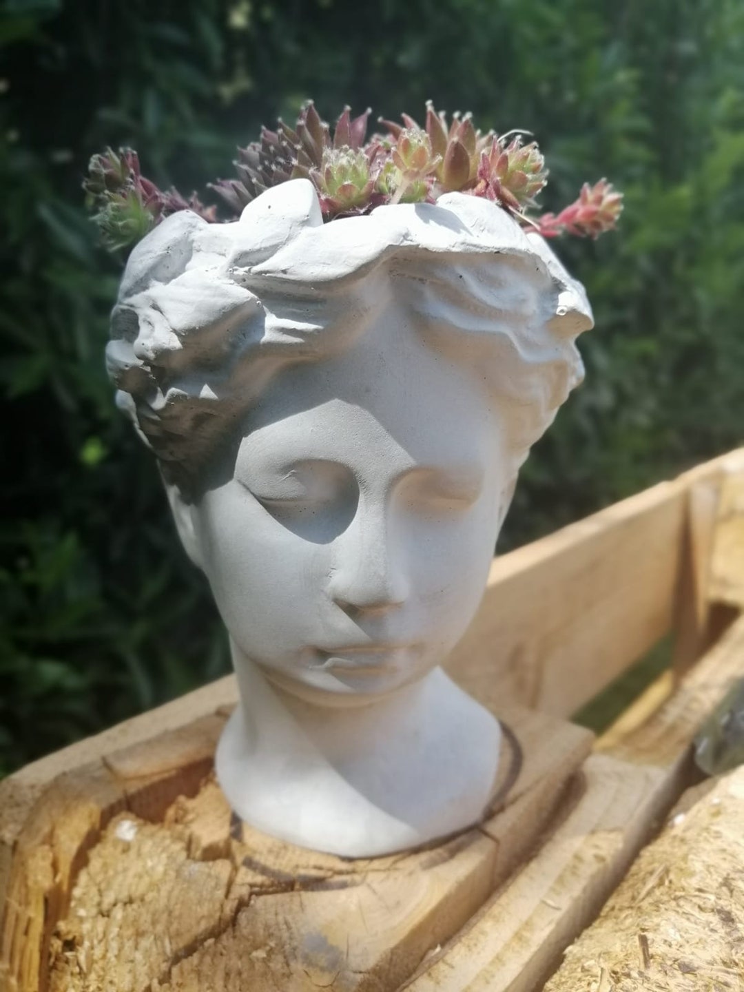 Kopf zum Bepflanzen Betondeko Pflanzkopf Pflanzgefäß Blumentopf