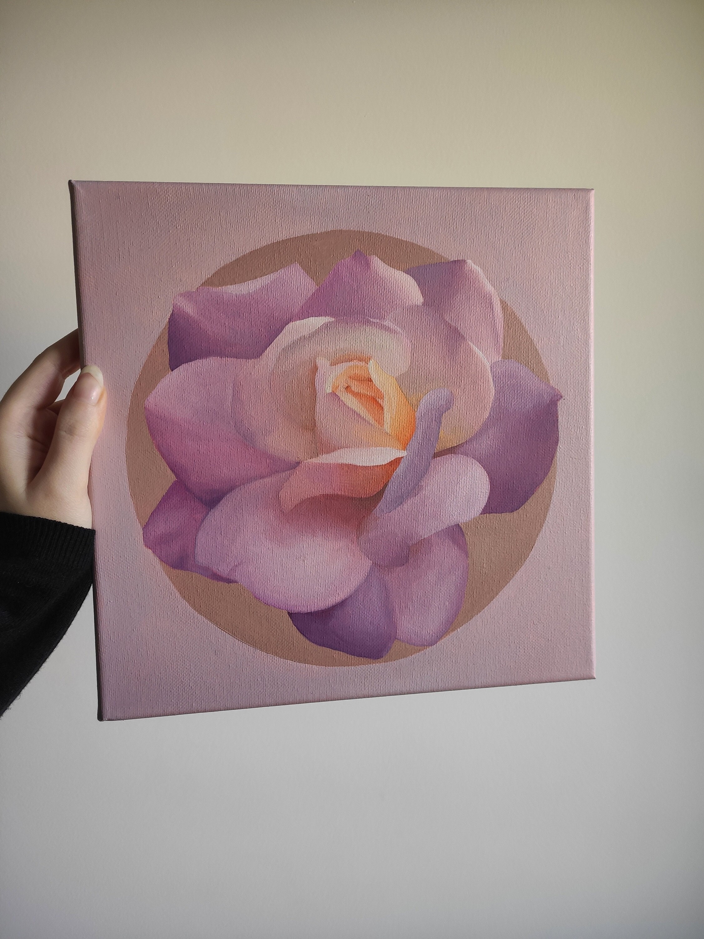 Rose Minimaliste Peinture A L'huile sur Toile 25.5x25.5 | Marque-Page Floral en Cadeau