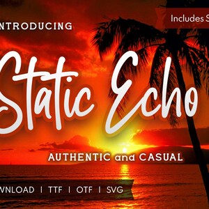 Fonte de eco estática | Fonte de pincel manuscrita autêntica e casual. Download de fontes digitais - Use para AutoCad, cartões e muito mais | TTF | OTF | SVG