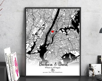 Where we met map poster, Anniversary gift, Love map, wo alles begann, engagement gift, family gift, going away gift Valentines Day Gift