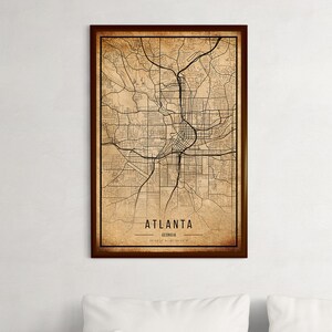 Atlanta Old Vintage Map, Atlanta Home Decor,  Map Of Atlanta, Georgia Poster,  Atlanta Poster, USA City Map, Modern Wall Art, Printable Art