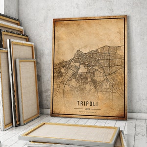 Tripoli Vintage Map Poster, Tripoli Old Map, Grunge Tripoli Map, Tripoli Old Decor, Libya Rustic Wall Art, Tripoli City Map