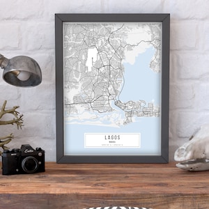 Lagos Karte Poster, Lagos Stadtplan Poster, Lagos Stadtschild, Nigeria Karte Poster, Lagos Poster Leinwanddruck, Lagos Home Map