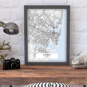 Cartaz do mapa branco de Sydney, cartaz clássico do mapa da cidade de Sydney, sinal da cidade de Sydney, impressão em tela do mapa da Austrália, pôster de casa de Sydney
