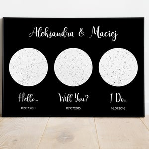 Bonjour, voulez-vous, je le fais, Star Map Art Print, cadeau de mariage anniversaire, Star Map By Date, cadeau pour lui, cadeau de douche nuptiale, affiches d’histoire d’amour