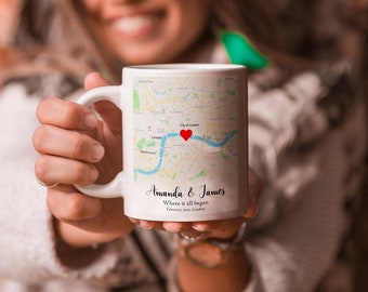 Personalized Map Location Coffee Mug, Coordinates Gift