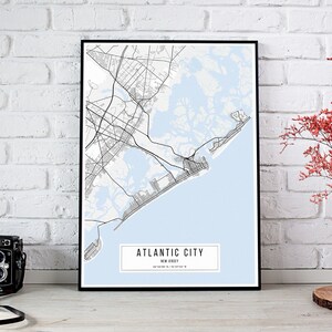 Atlantic City Map Poster: Classic White Map Art Print