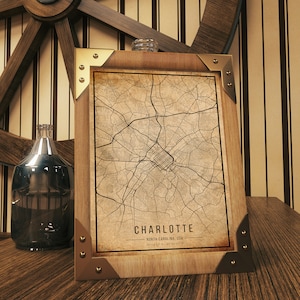Charlotte Vintage Map Poster, Charlotte Old Map, Grunge Charlotte Map, North Carolina Old Decor, Rustic Wall Art, Charlotte City Maps Imprimir