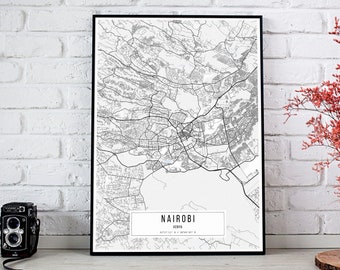 Nairobi City Map Poster: Kenya Art Print