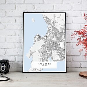 Cape Town Map Poster, Cape Town City Map Poster, Cape Town City Sign, South Africa Map Poster, Cape Town Poster Canvas Print