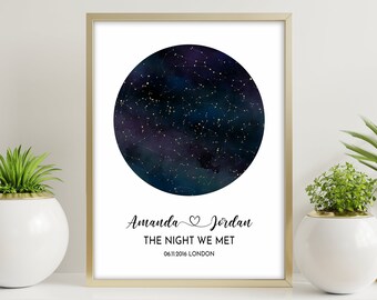 Custom Star Map Print, Night Sky Poster, Anniversary Gift