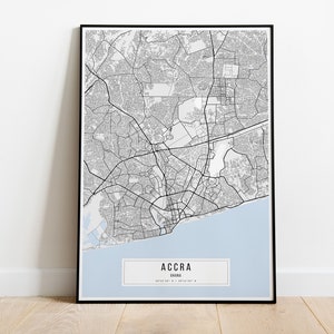 Accra Map Poster, Accra City Map Poster, Accra City Sign, Ghana Map Poster, Accra Poster Canvas Print